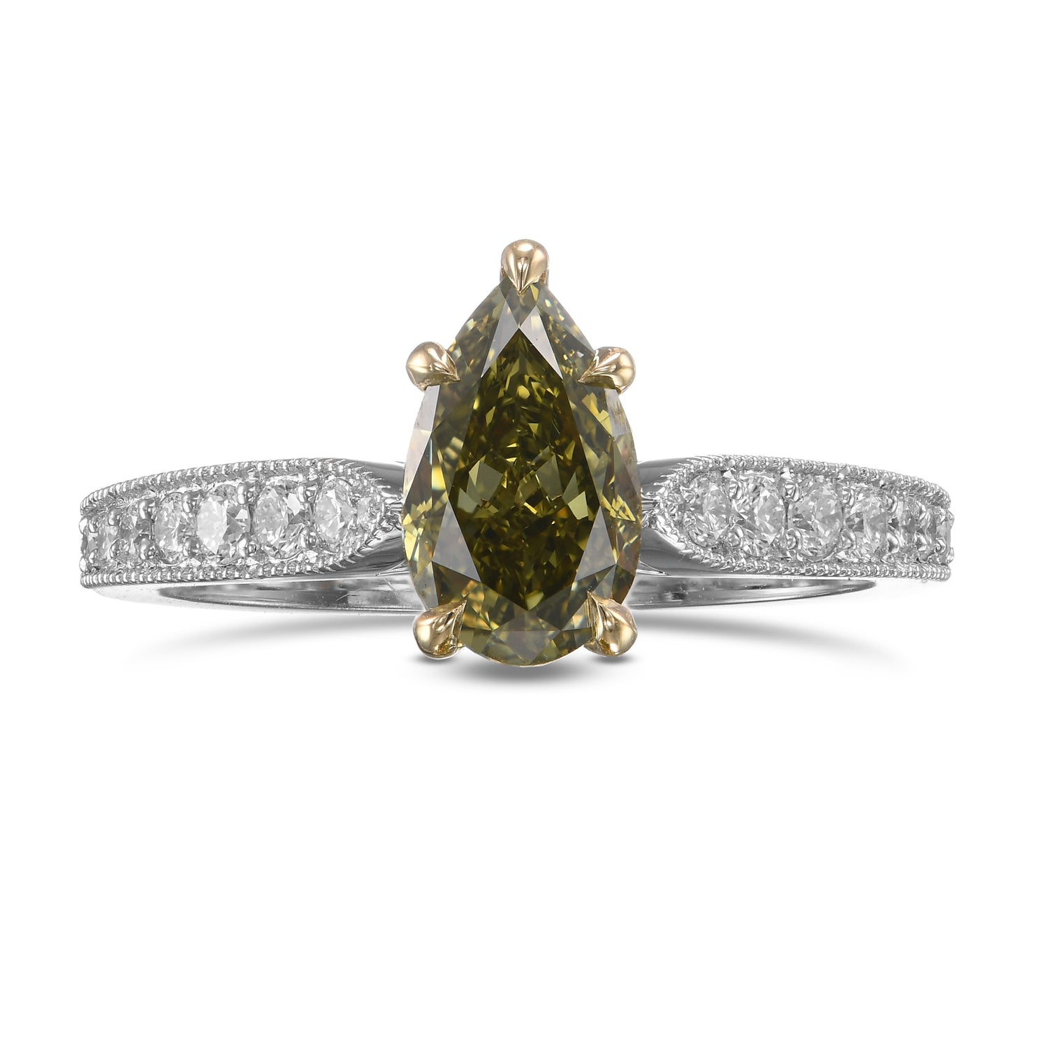 Chameleon Pear Side Stone Diamond Ring