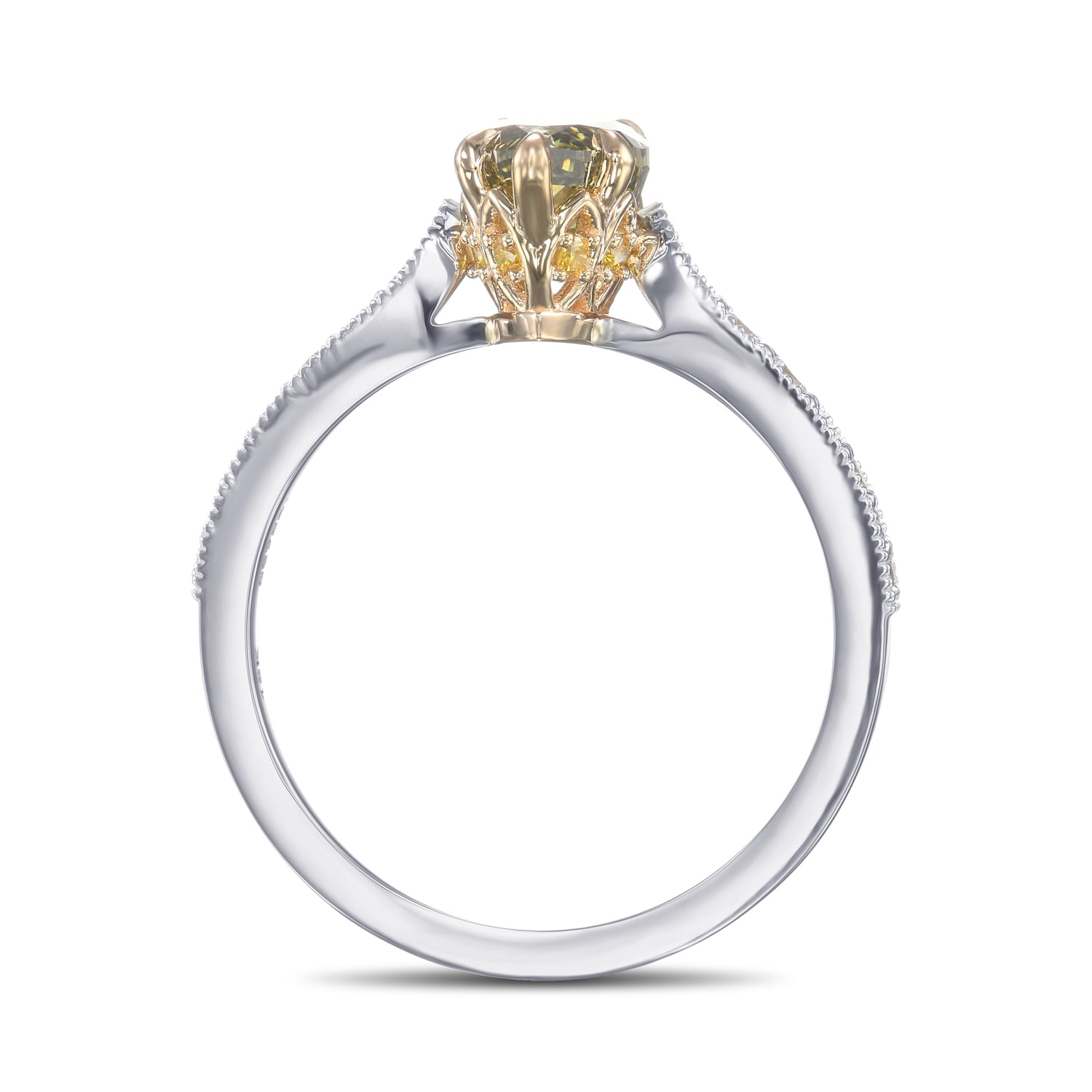 Chameleon Pear Side Stone Diamond Ring