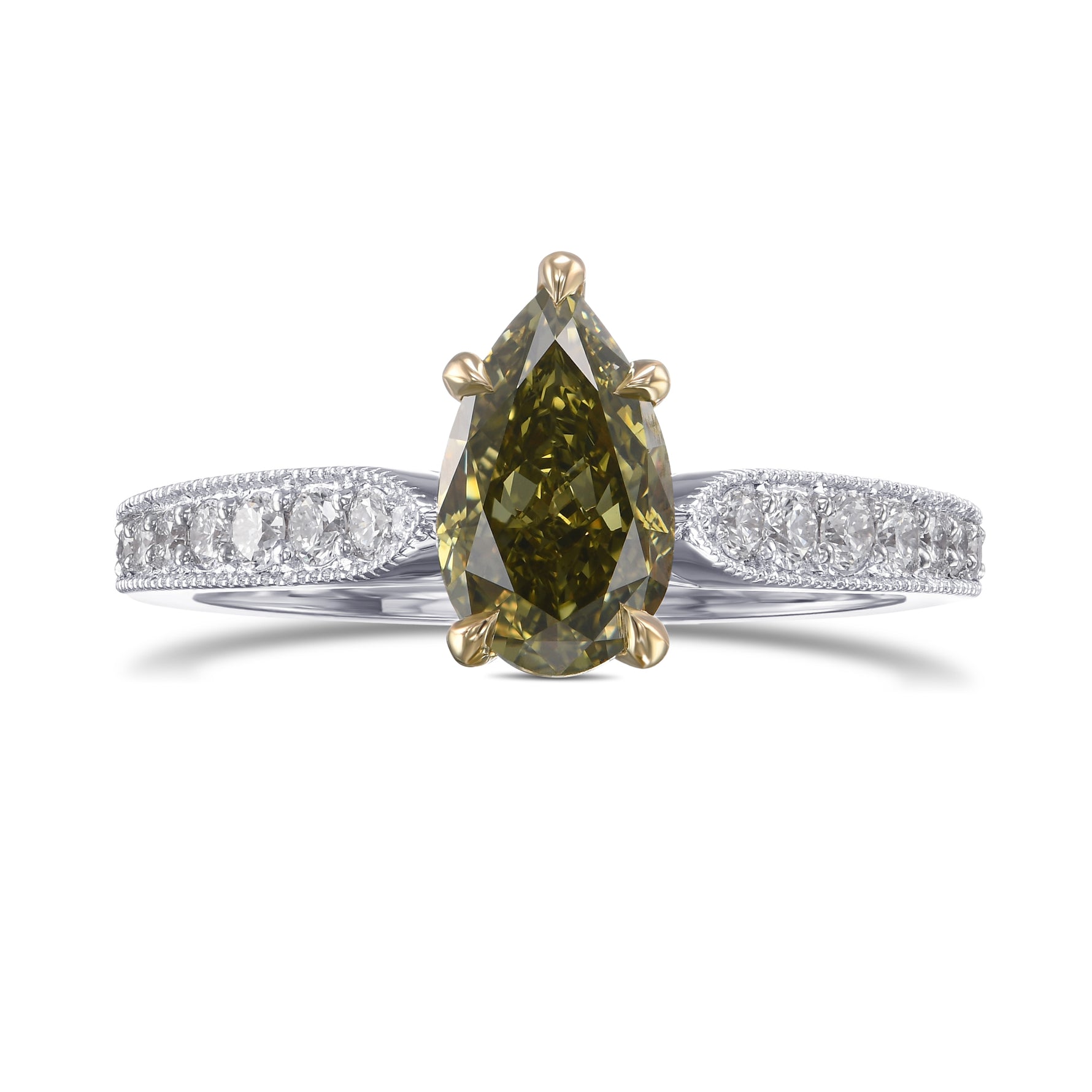 Chameleon Pear Side Stone Diamond Ring