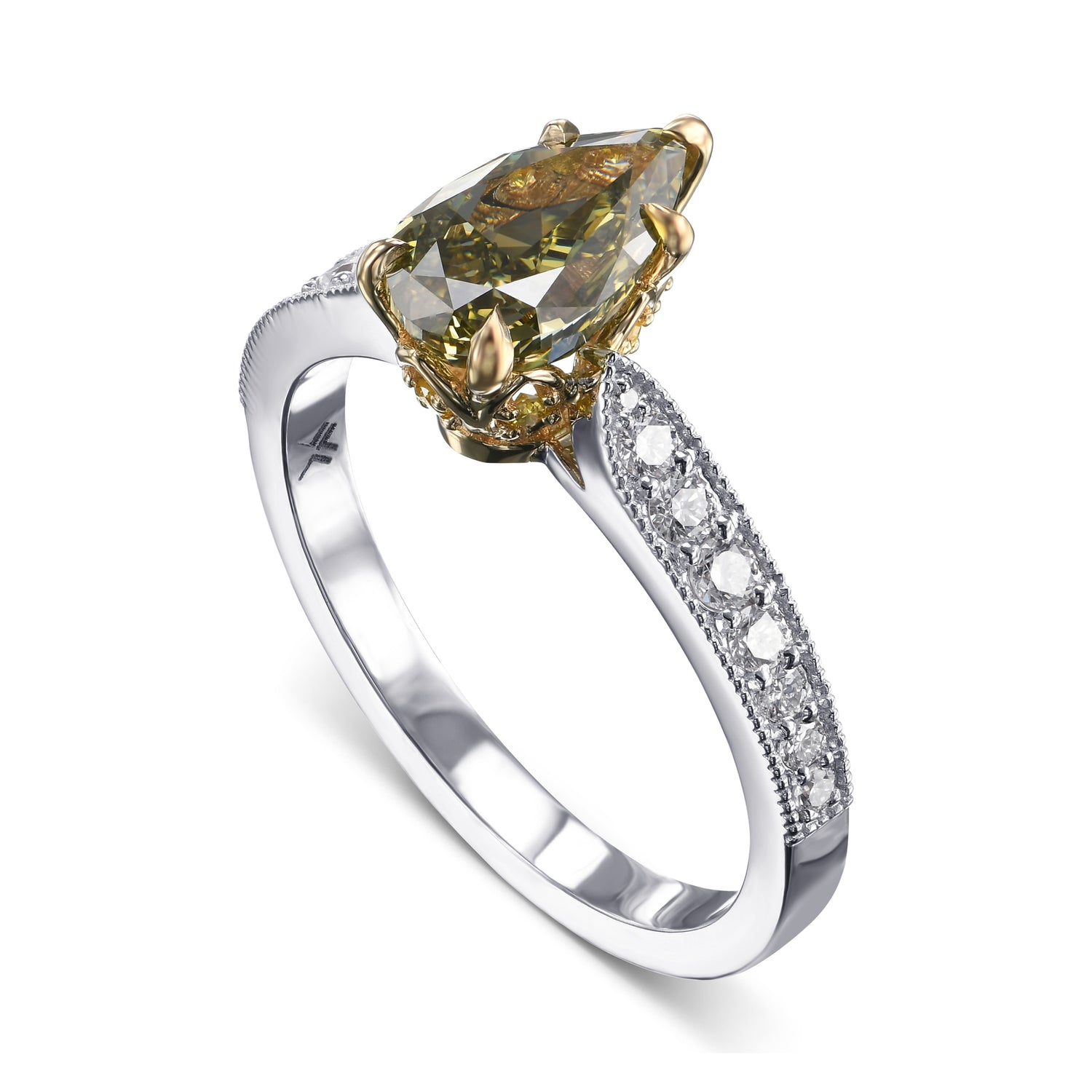 Chameleon Pear Side Stone Diamond Ring