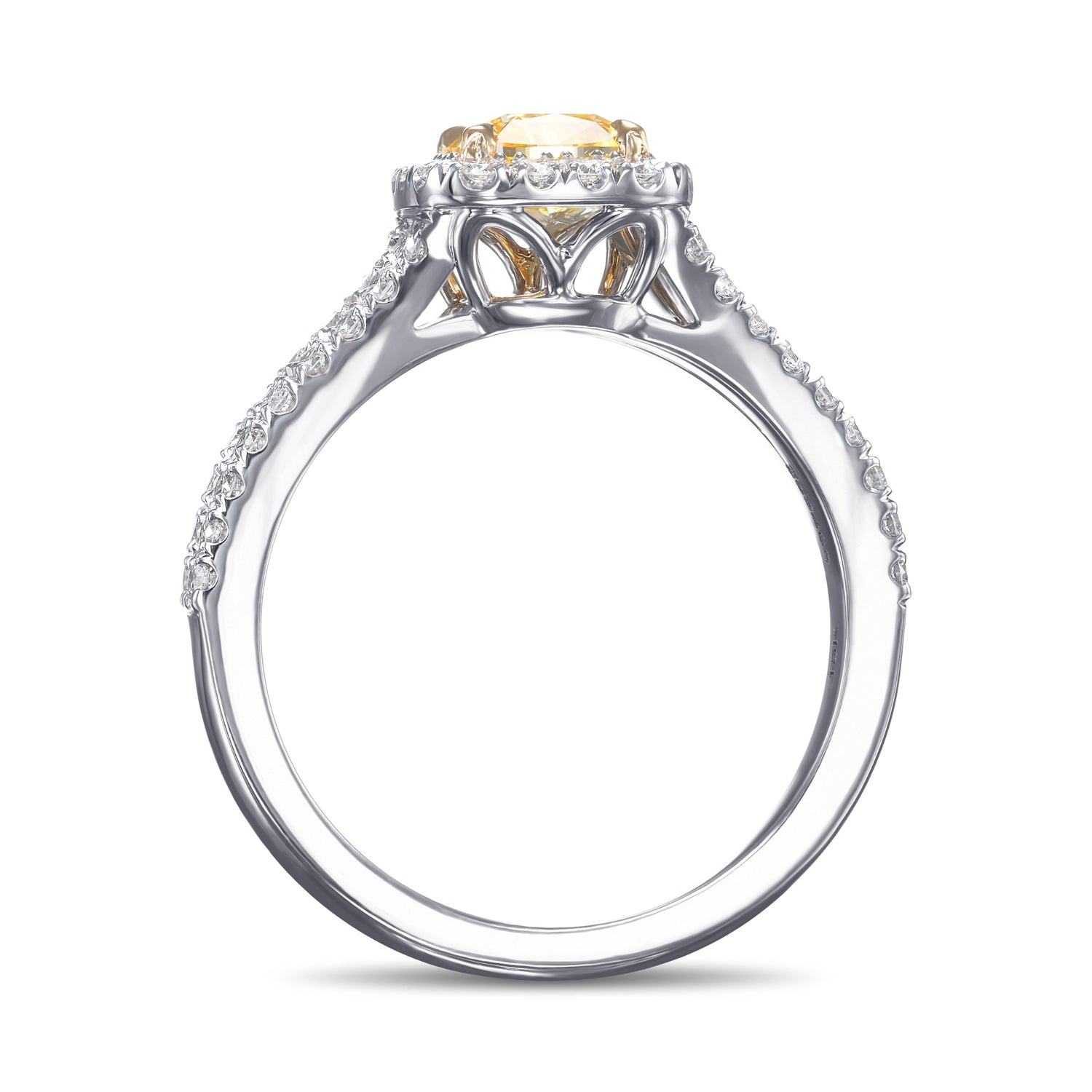 Fancy Intense Yellow Cushion Halo Diamond Ring