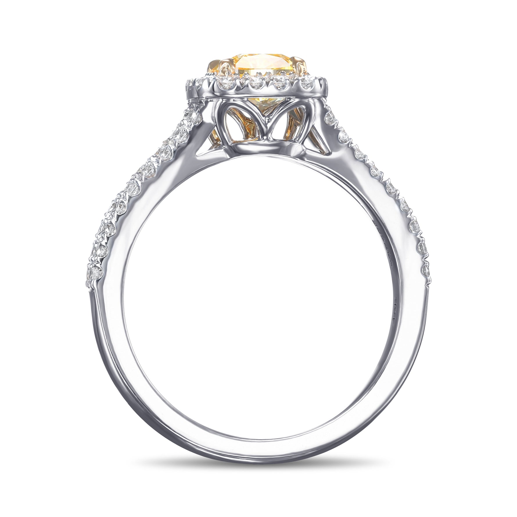 Fancy Intense Yellow Cushion Halo Diamond Ring