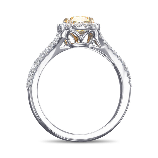 Fancy Intense Yellow Cushion Halo Diamond Ring