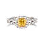 Fancy Intense Yellow Cushion Halo Diamond Ring