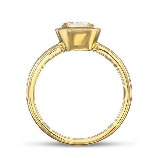 Fancy Intense Yellow Cushion Solitaire Diamond Ring