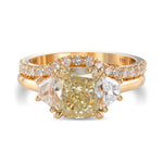 Fancy Yellowish Green Cushion Diamond Wedding Ring Set 