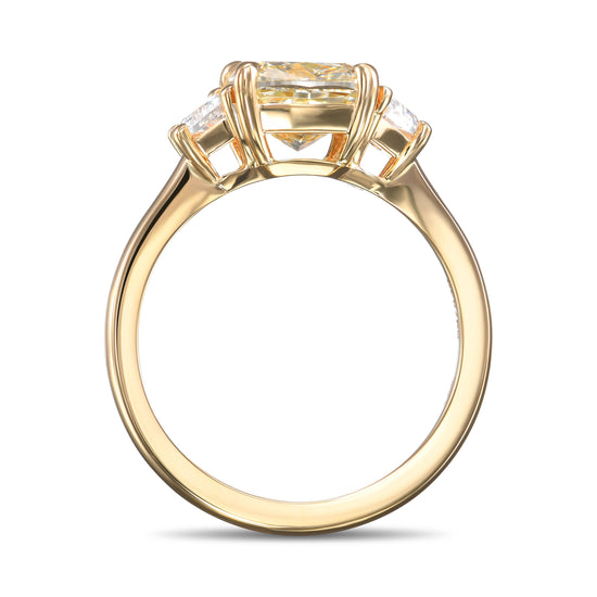 Fancy Yellowish Green Cushion Diamond Wedding Ring Set 