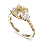 Fancy Yellowish Green Cushion Diamond Wedding Ring Set 