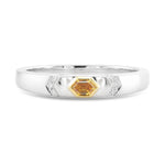 Fancy Vivid Orange Yellow Hexagonal, Bezel Accented Solitaire Diamond Ring