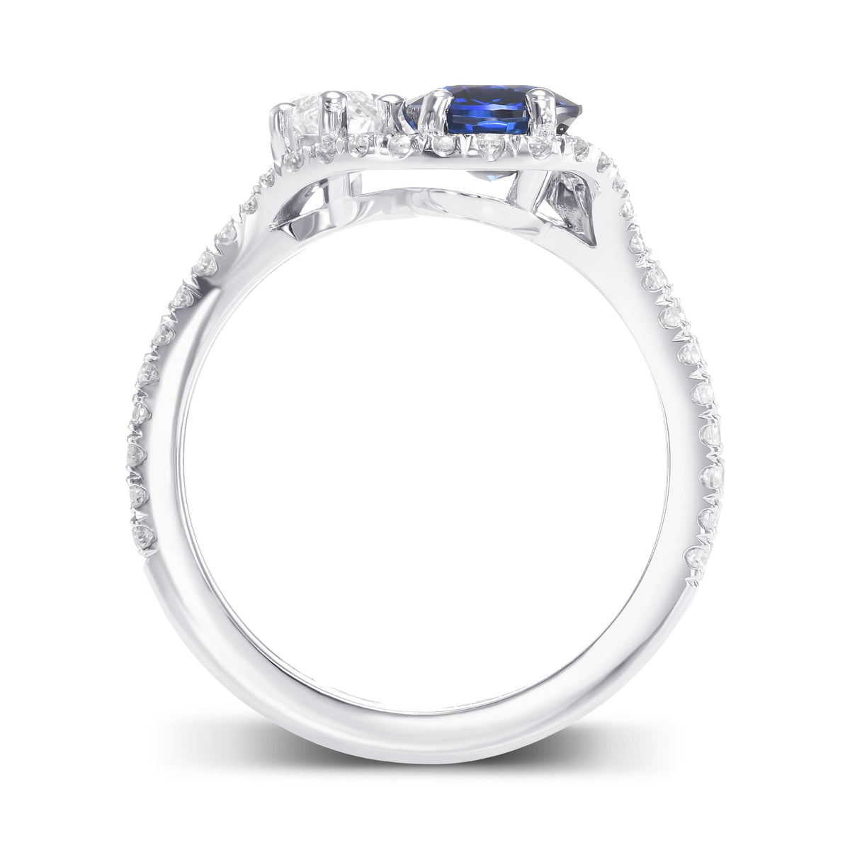 Oval Sapphire & Marquise Diamond Two Stone Ring
