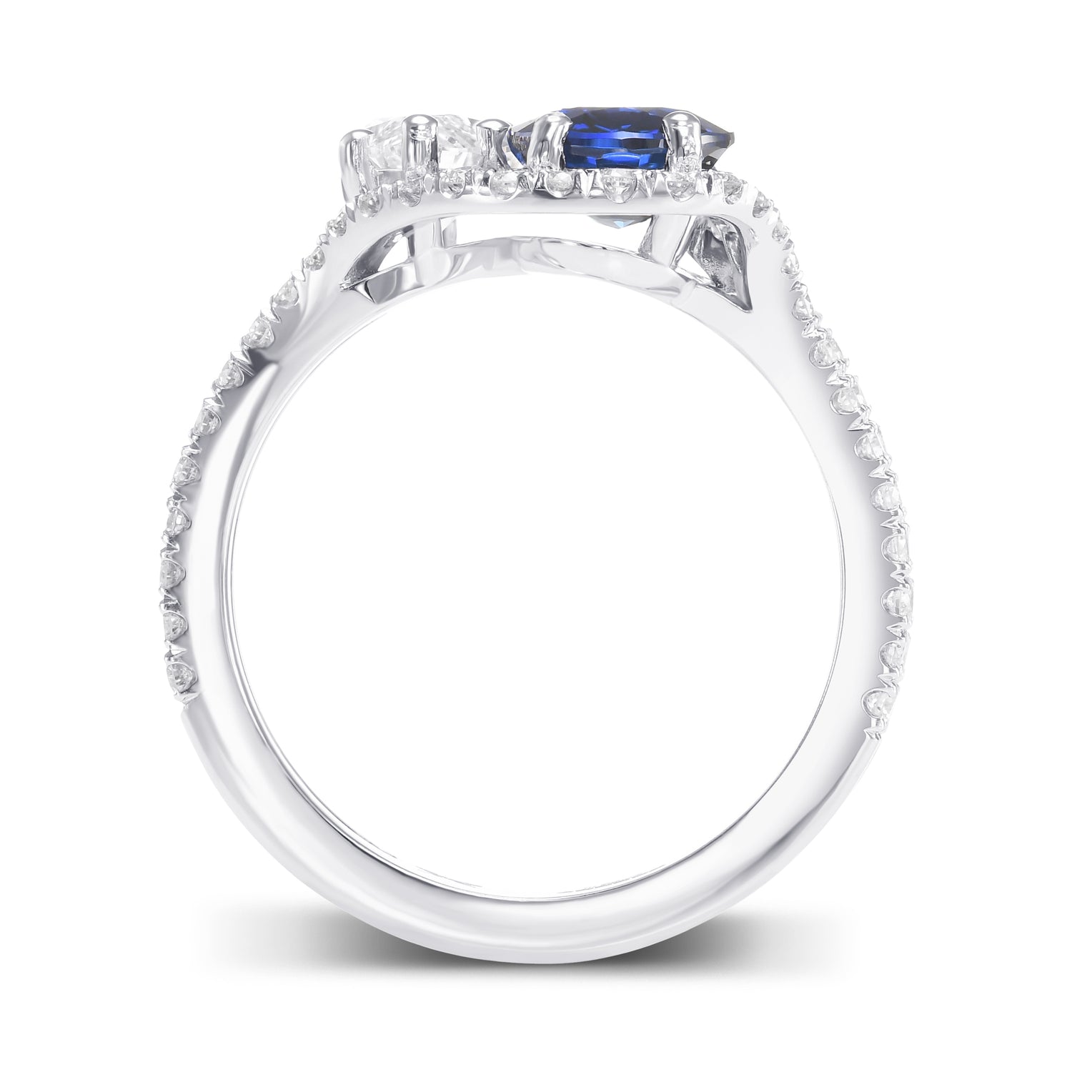 Oval Sapphire & Marquise Diamond Two Stone Ring