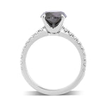 Round Fancy Black Diamond Side-Stone Ring