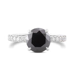 Round Fancy Black Diamond Side-Stone Ring