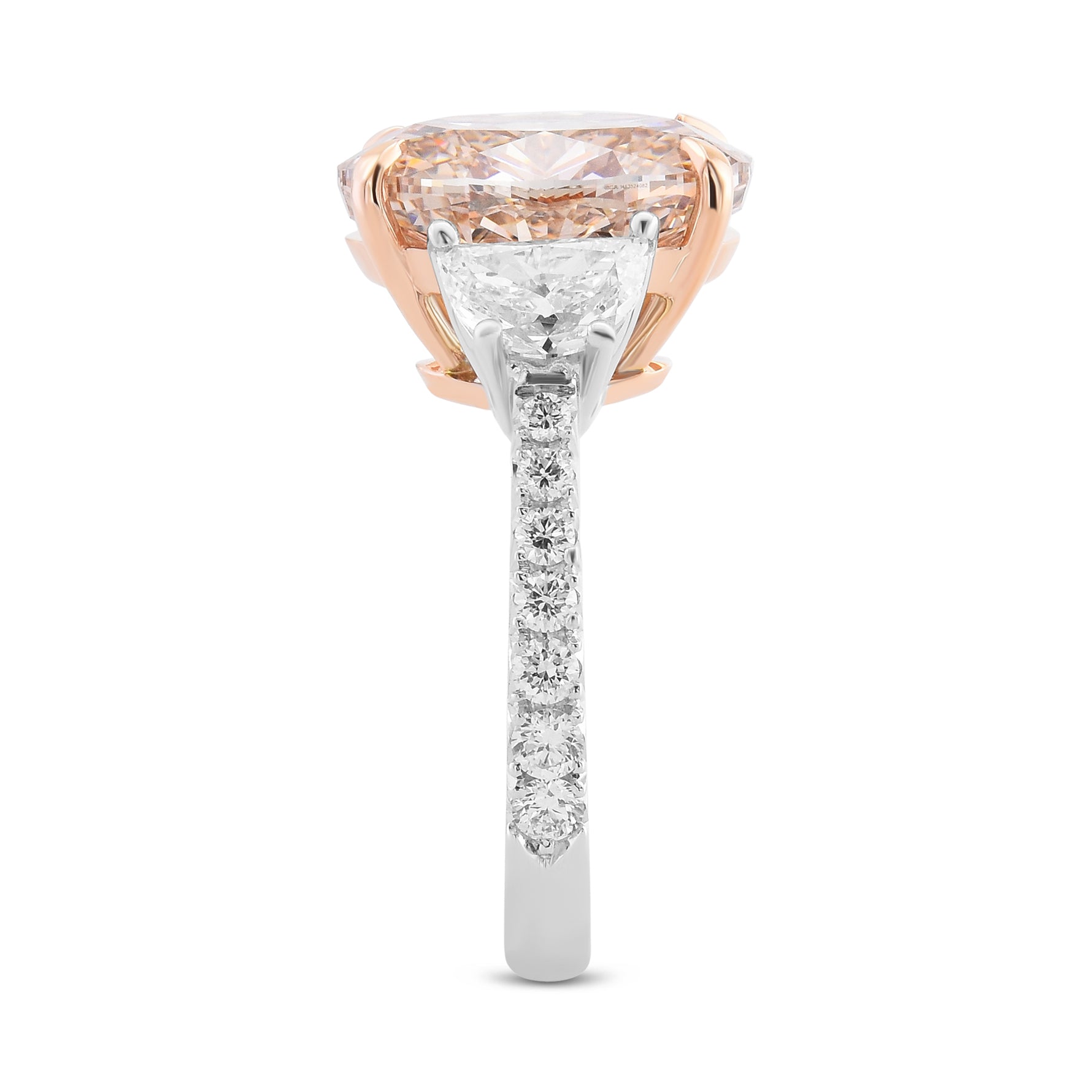 Fancy Orange Brown Oval Diamond, Half Moon & Pave Diamond Side-stone Ring