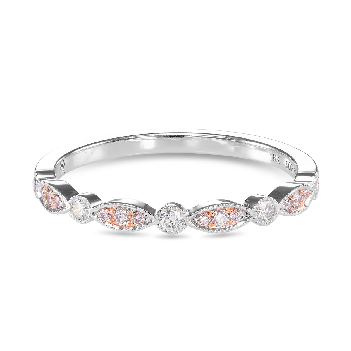Pink & White Diamond Designer Band Ring