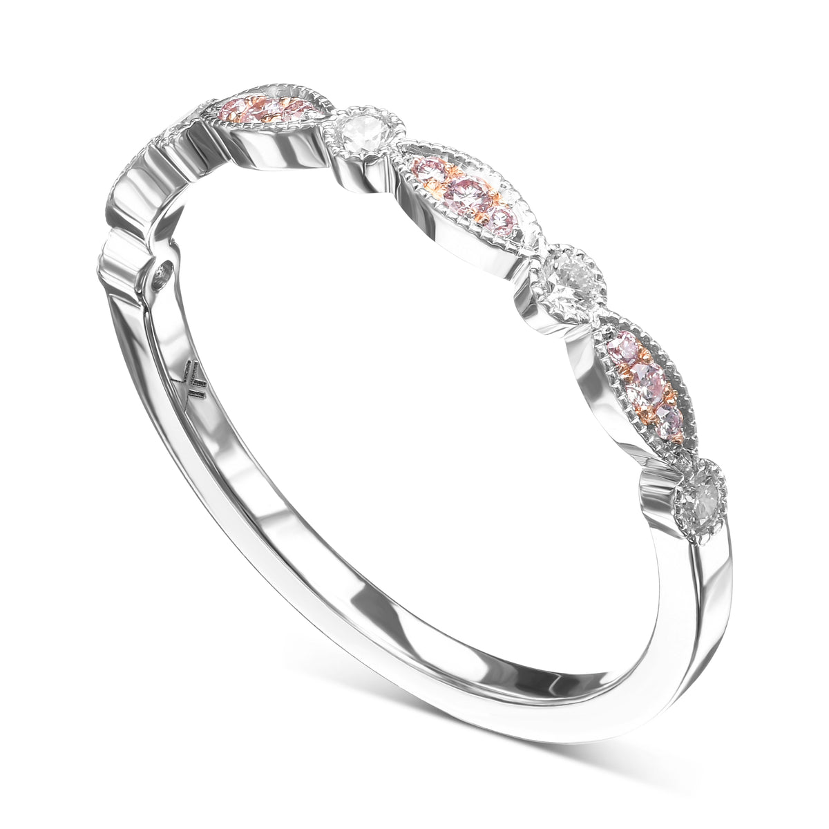 Pink & White Diamond Designer Band Ring