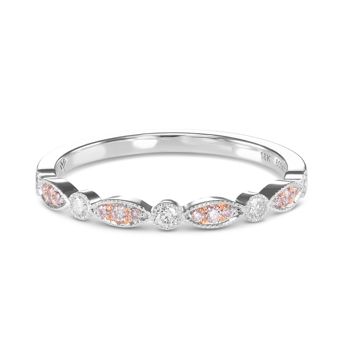 Pink & White Diamond Designer Band Ring