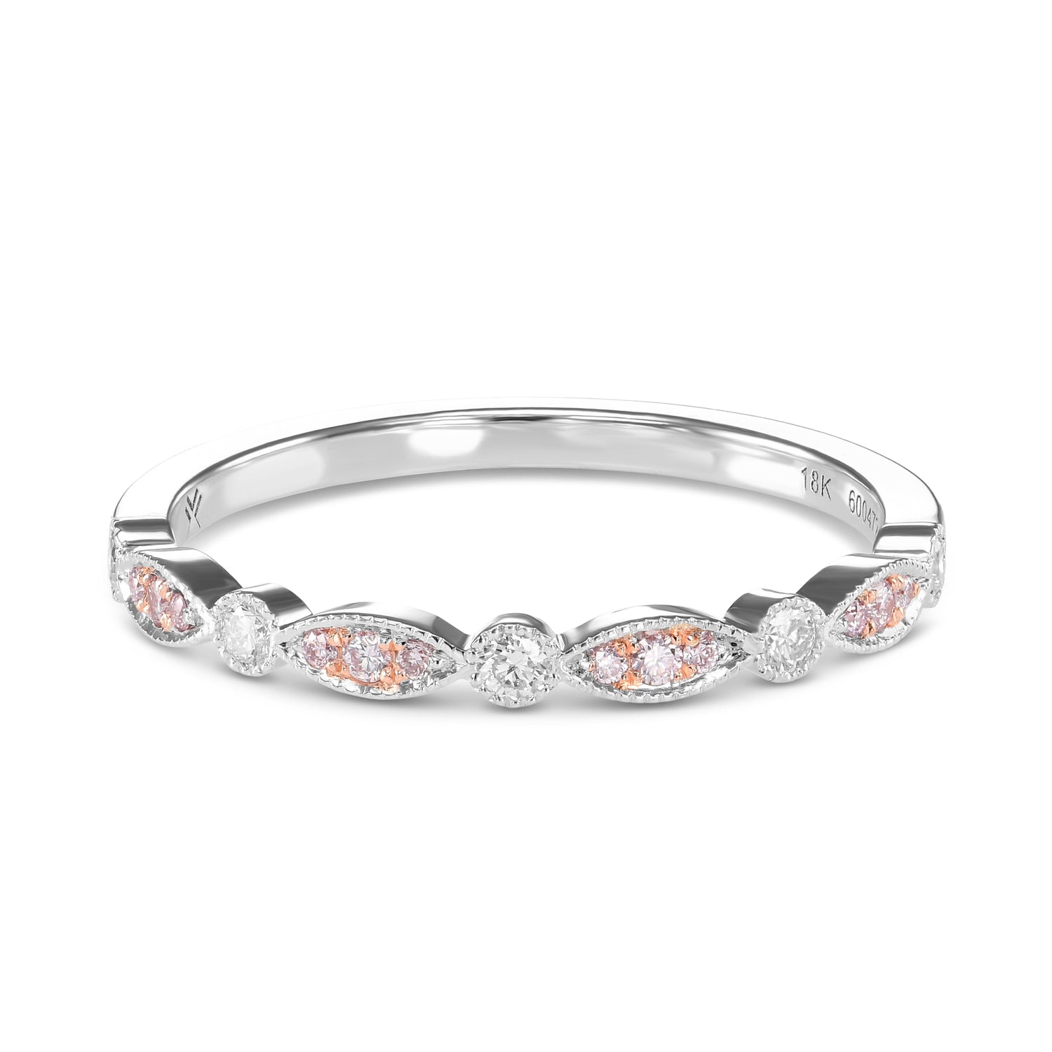 Pink & White Diamond Designer Band Ring