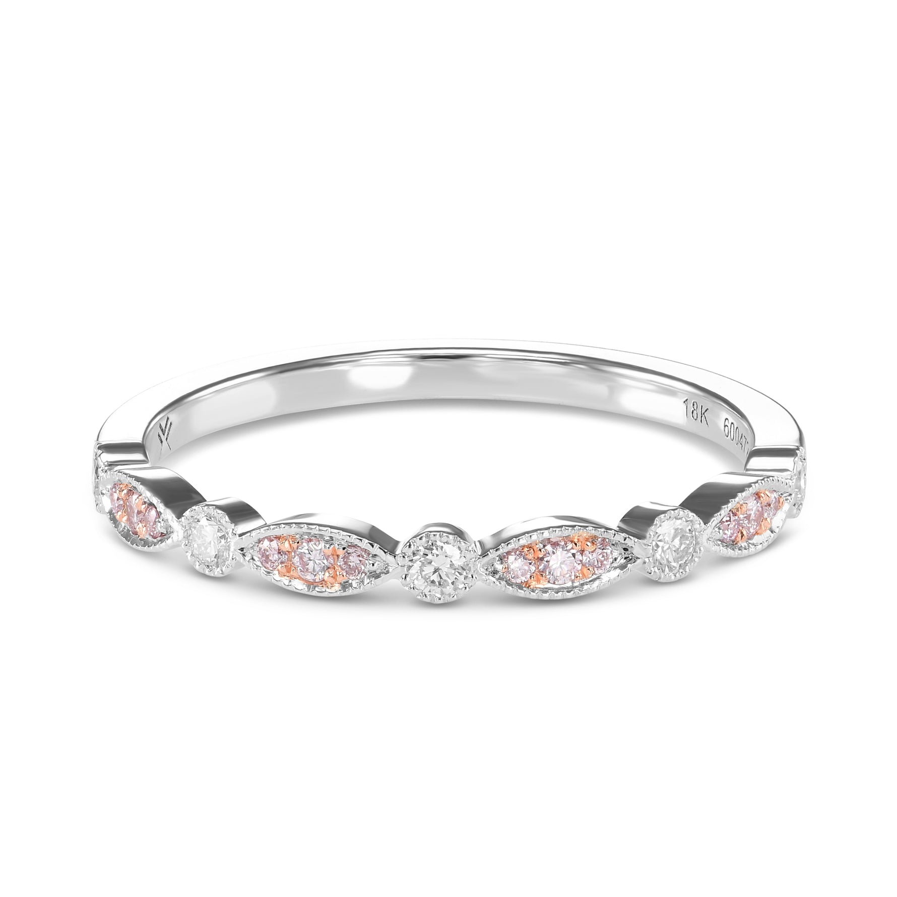 Pink & White Diamond Designer Band Ring