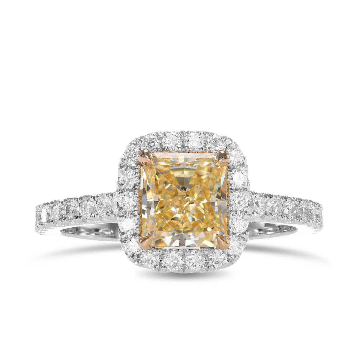 Fancy Light Yellow Radiant Halo Diamond Ring