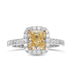 Fancy Light Yellow Radiant Halo Diamond Ring