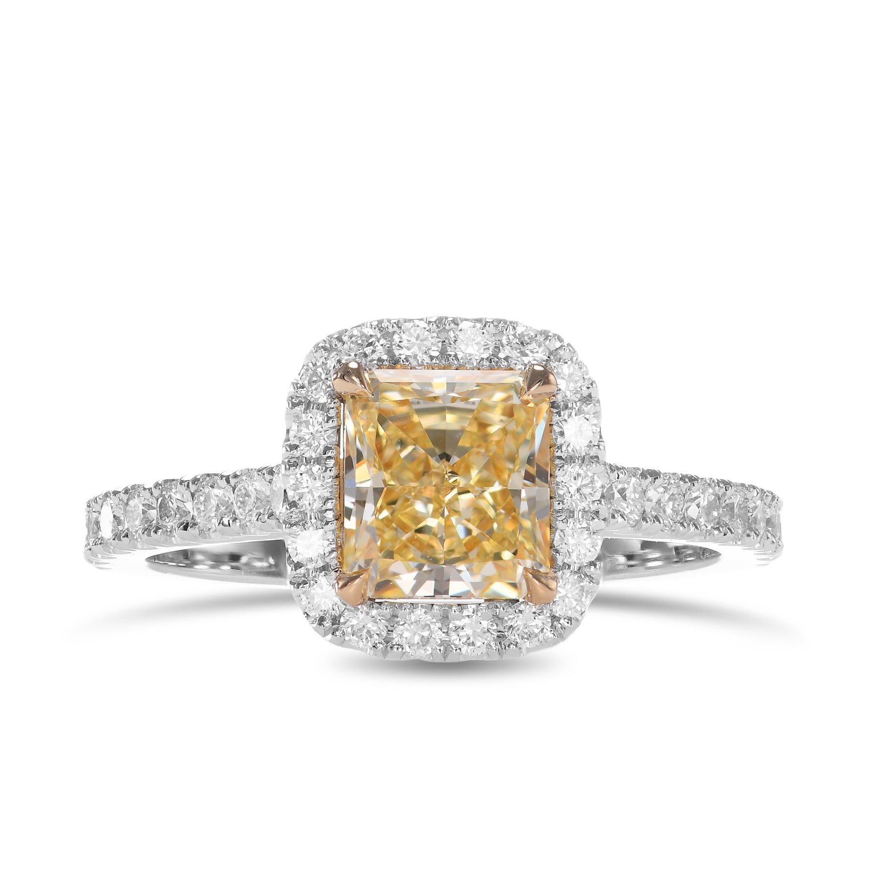 Fancy Light Yellow Radiant Halo Diamond Ring
