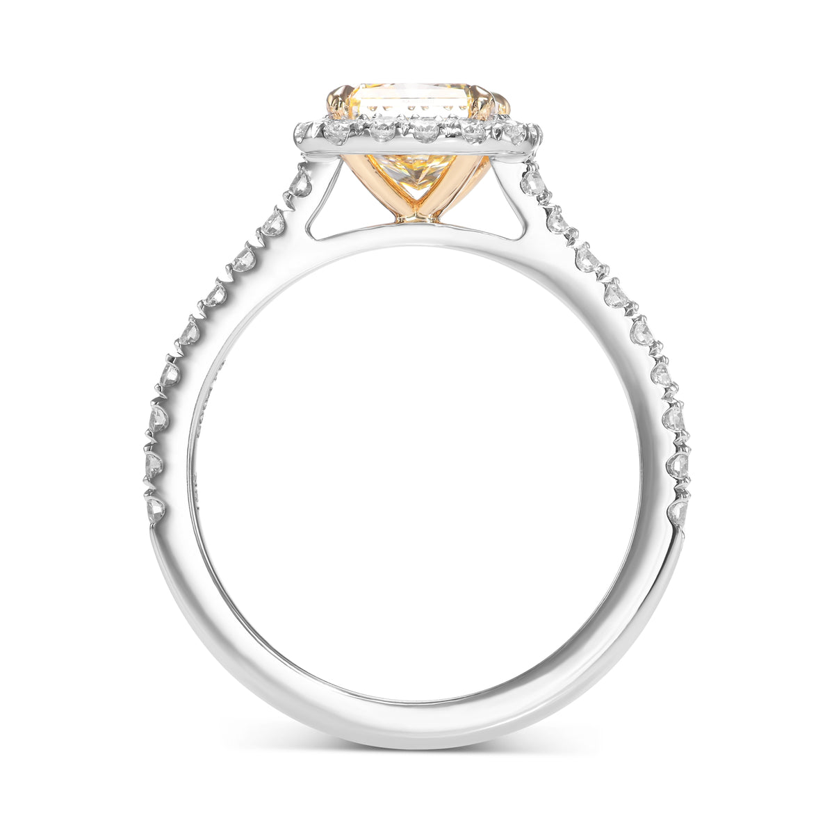 Fancy Light Yellow Radiant Halo Diamond Ring