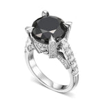 Fancy Black Round & Colorless Round Diamond Ring