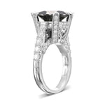 Fancy Black Round & Colorless Round Diamond Ring