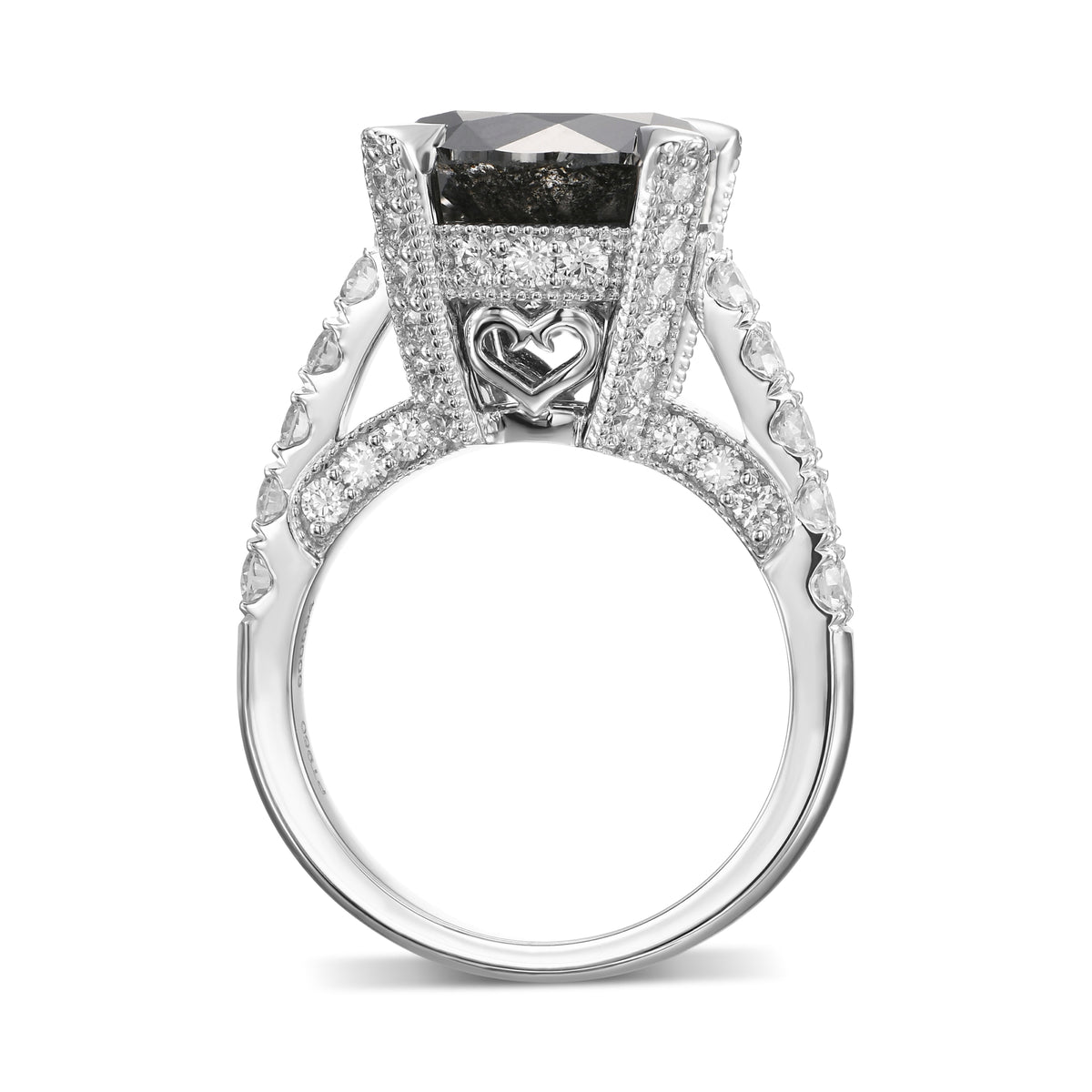 Fancy Black Round & Colorless Round Diamond Ring
