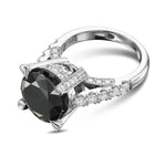 Fancy Black Round & Colorless Round Diamond Ring