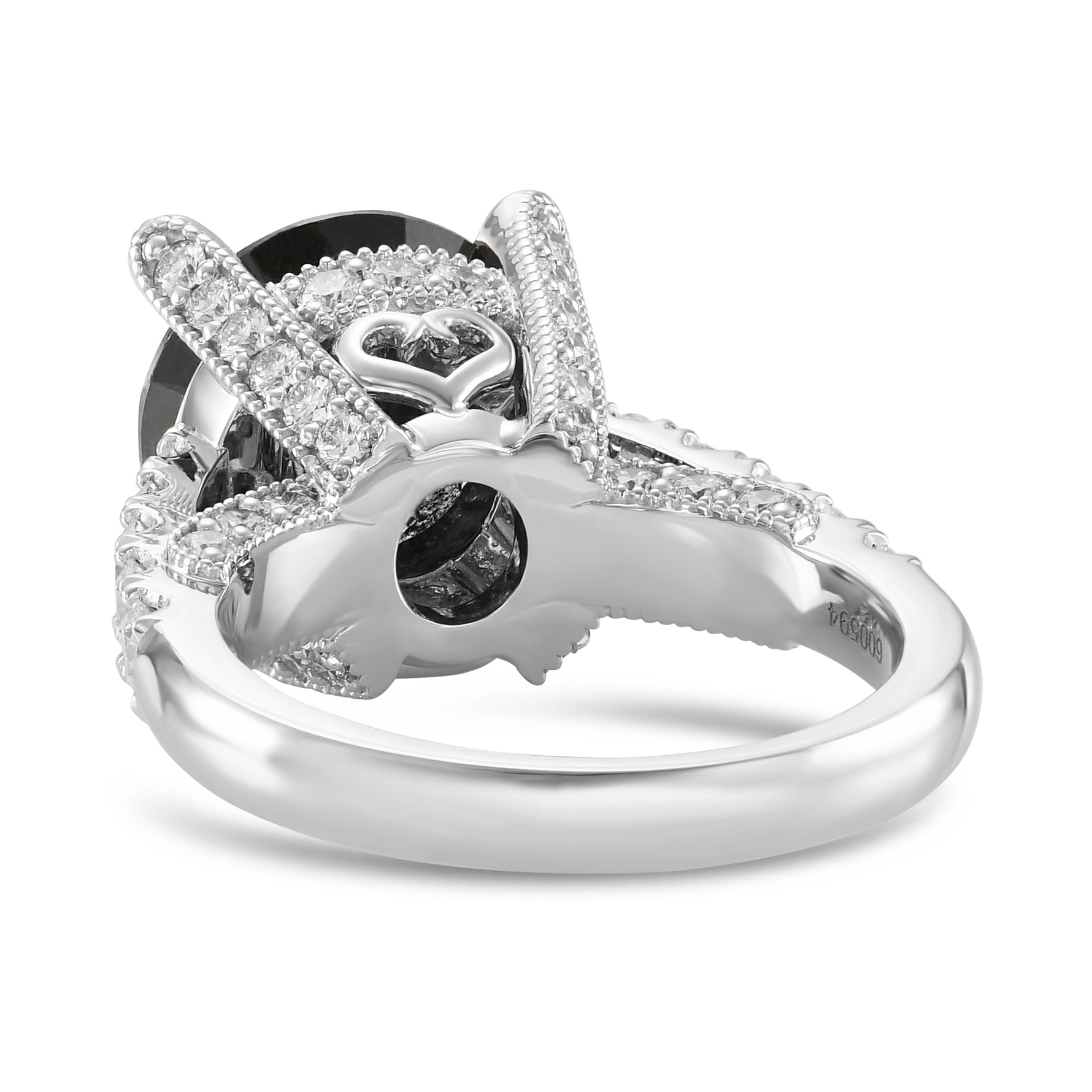 Fancy Black Round & Colorless Round Diamond Ring