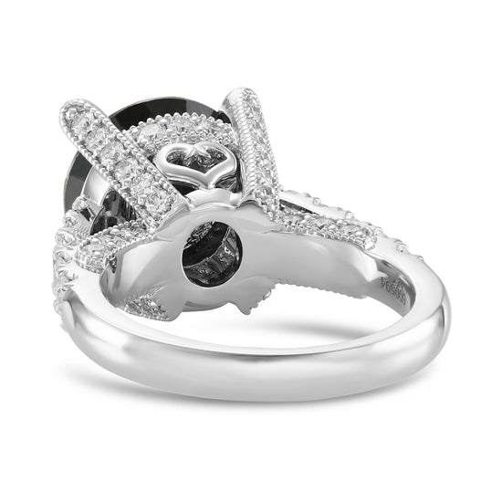 Fancy Black Round & Colorless Round Diamond Ring