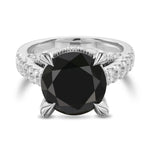 Fancy Black Round & Colorless Round Diamond Ring