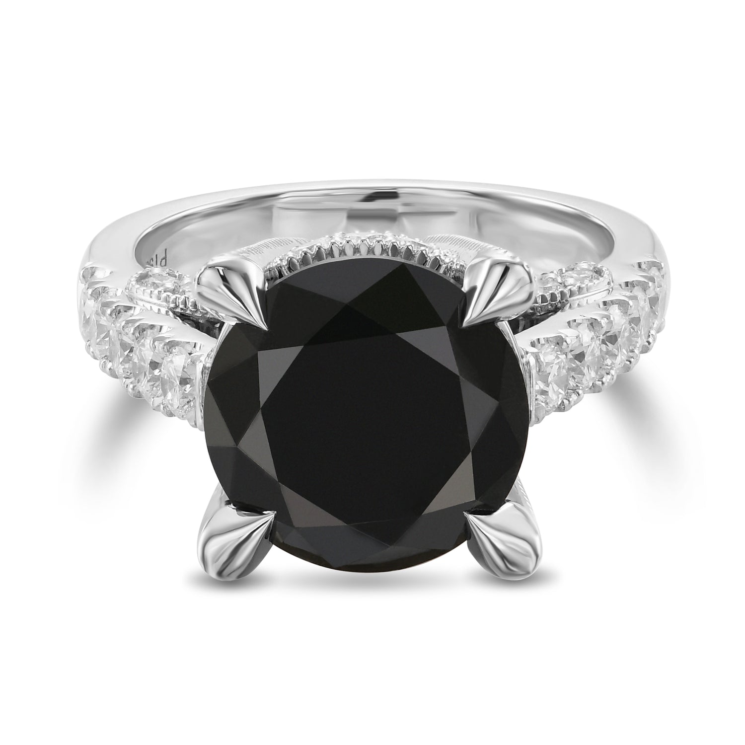 Fancy Black Round & Colorless Round Diamond Ring