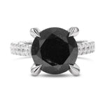 Fancy Black Round & Colorless Round Diamond Ring