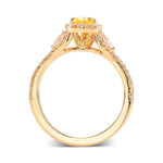 Fancy Vivid Yellow Pear Halo Diamond Ring