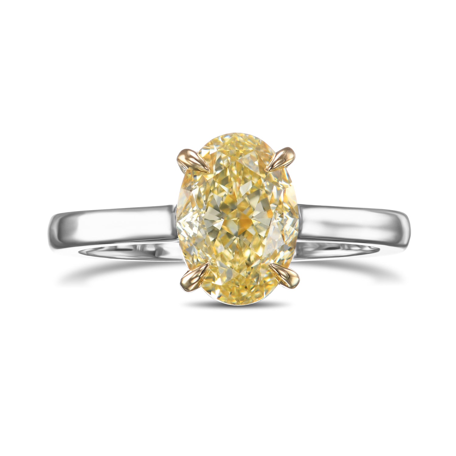 Light Yellow Oval Solitaire Diamond Ring
