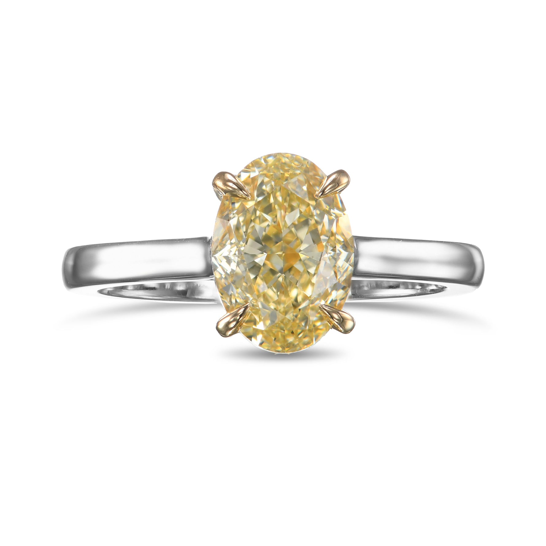 Light Yellow Oval Solitaire Diamond Ring