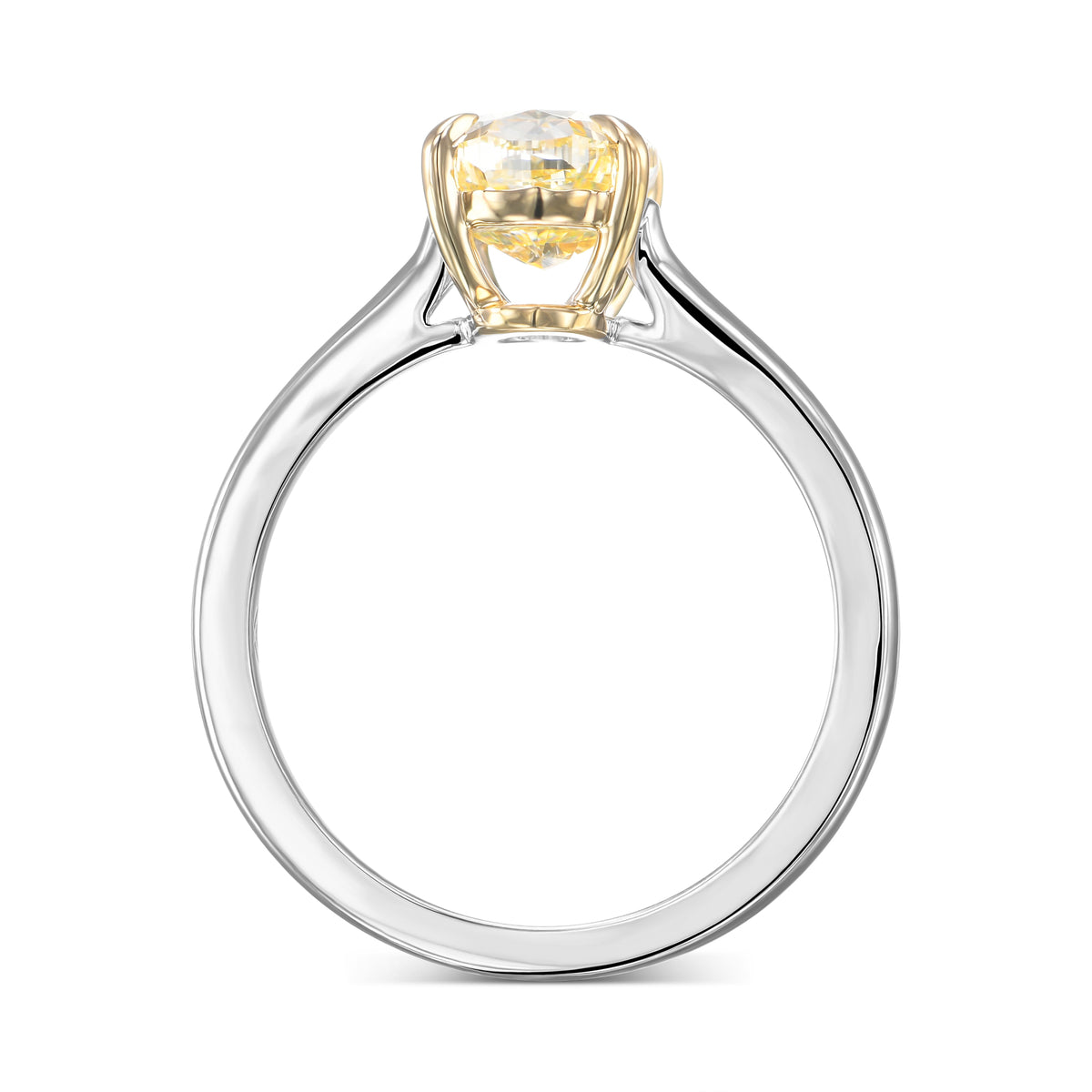Light Yellow Oval Solitaire Diamond Ring