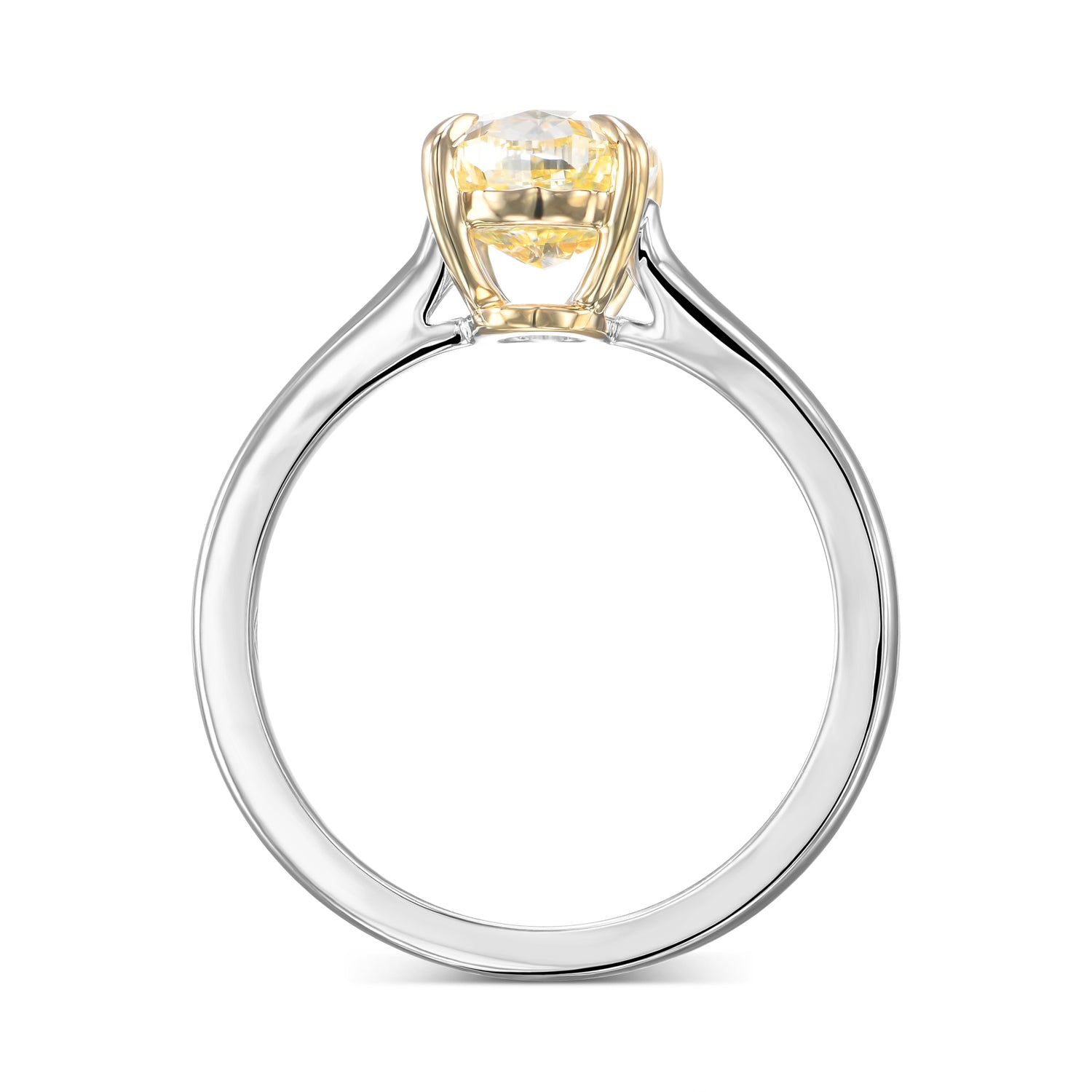 Light Yellow Oval Solitaire Diamond Ring