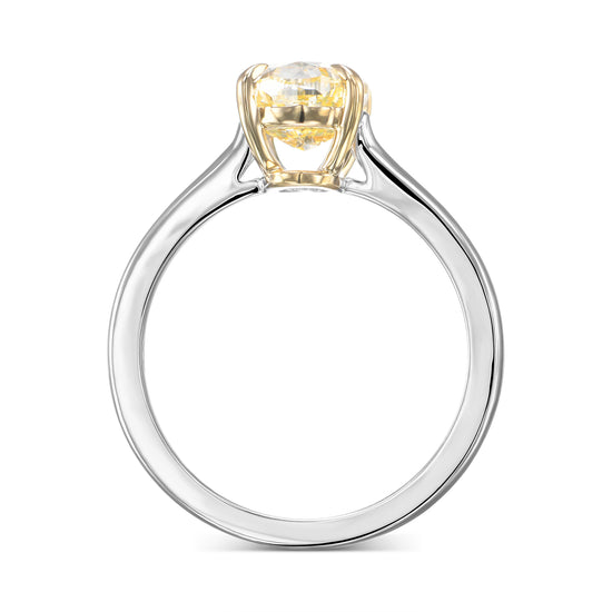 Light Yellow Oval Solitaire Diamond Ring