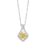 Fancy Light Yellow Cushion Drop Diamond Pendant
