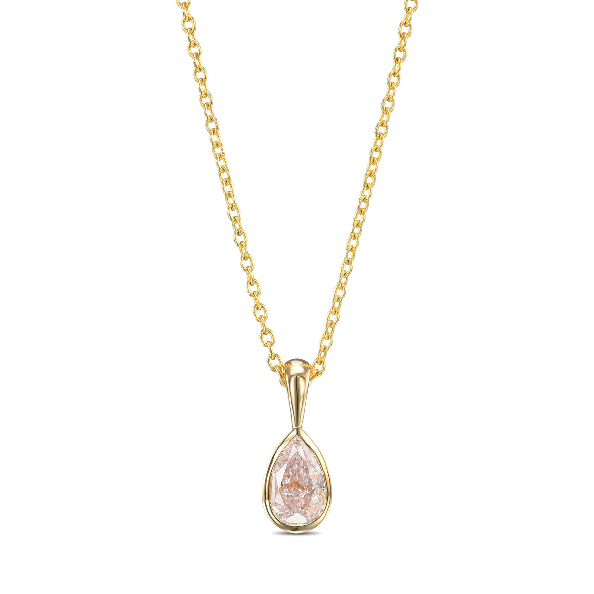 Light Pink Pear Diamond Pendant 