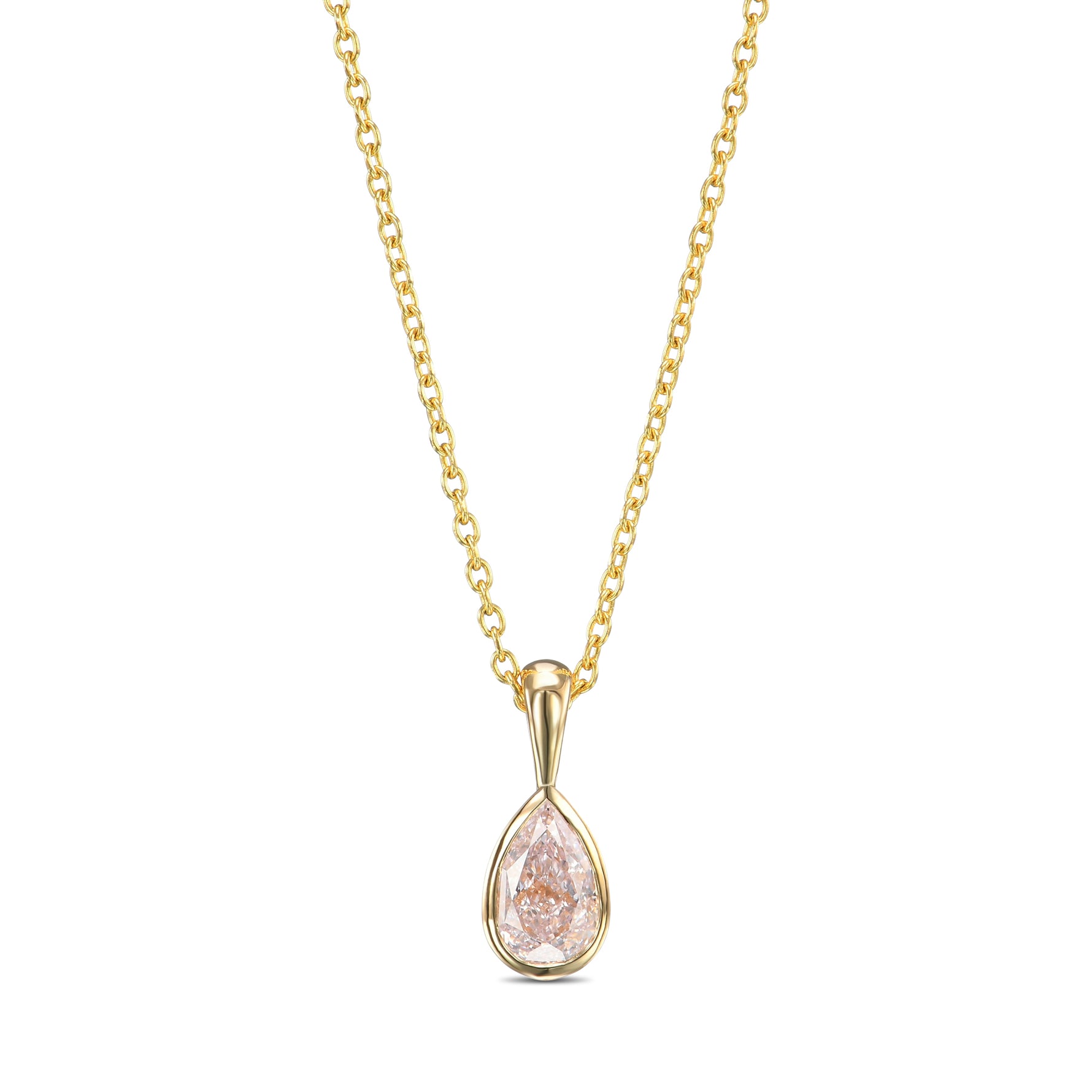 Light Pink Pear Diamond Pendant 