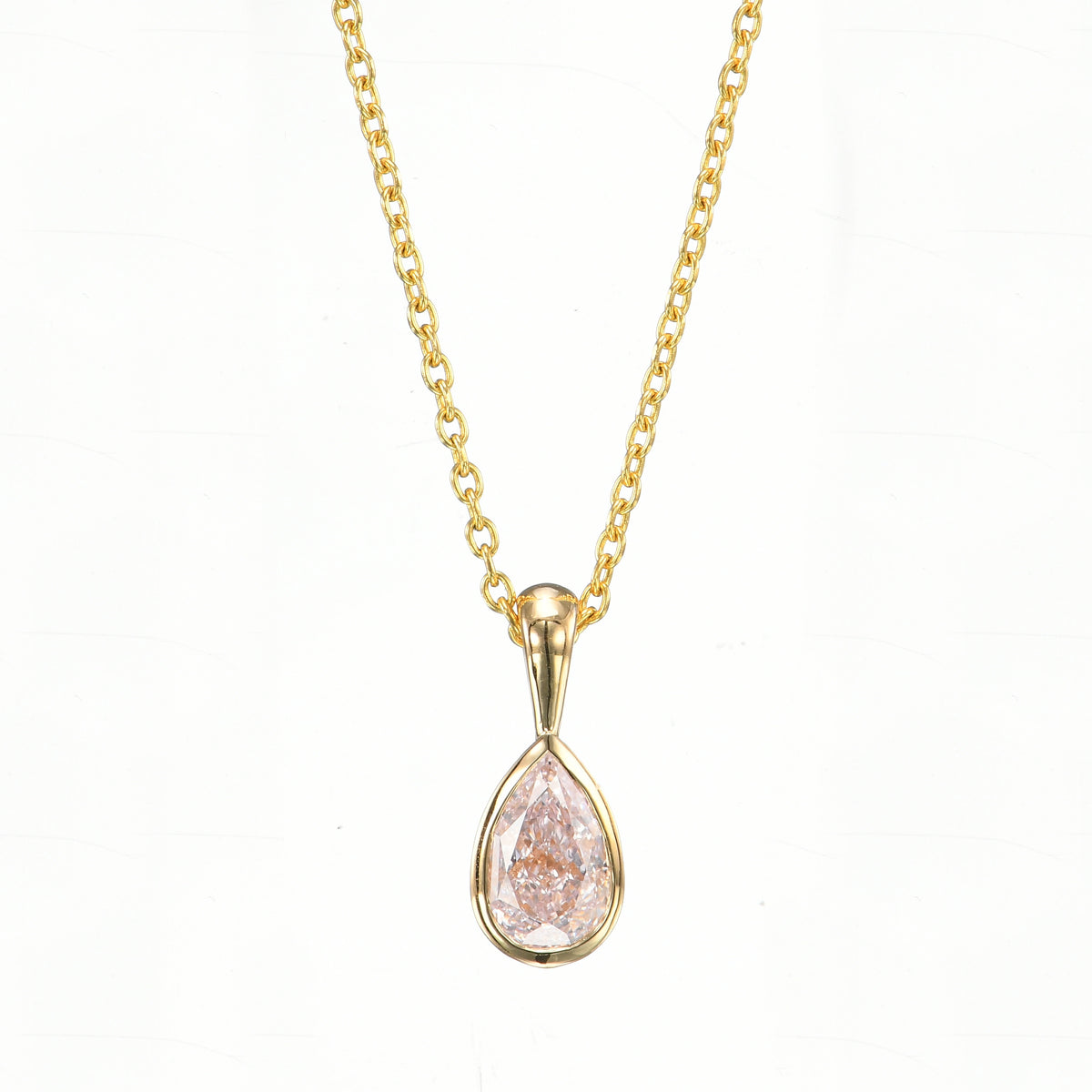 Light Pink Pear Diamond Pendant 