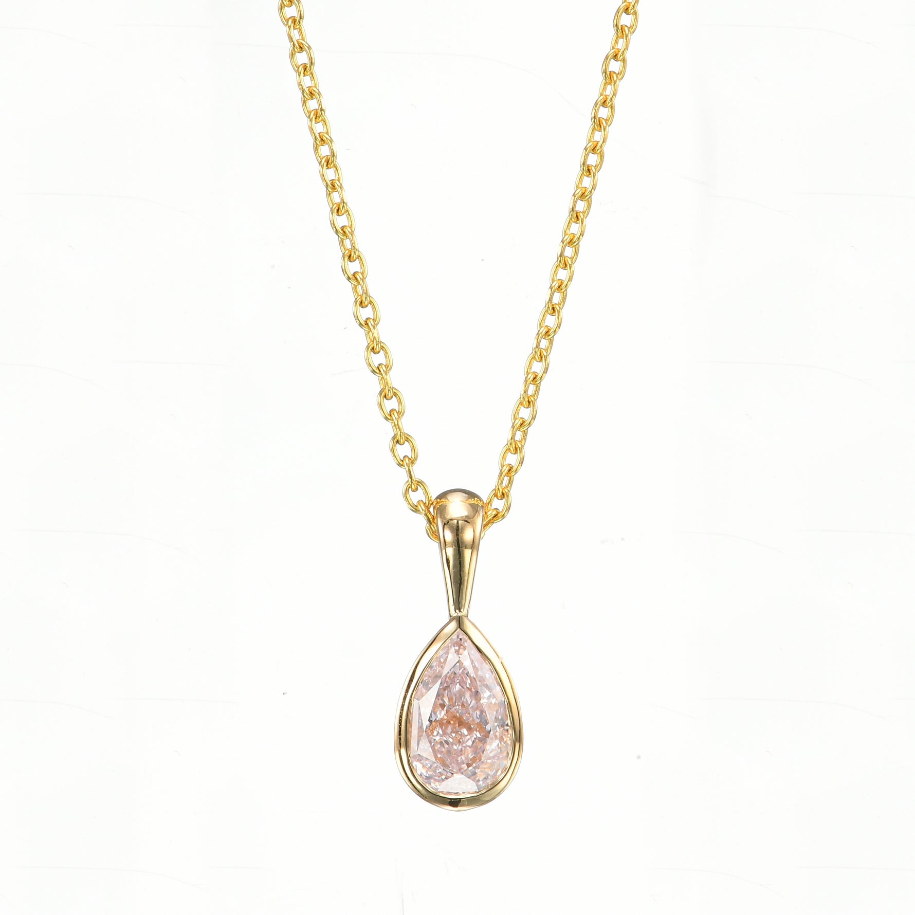 Light Pink Pear Diamond Pendant 