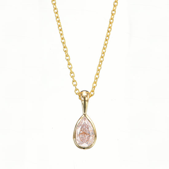 Light Pink Pear Diamond Pendant 
