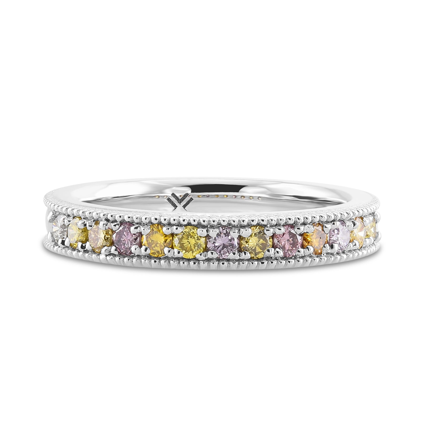 Milgrain Multicolored Diamond Stackable Band Ring