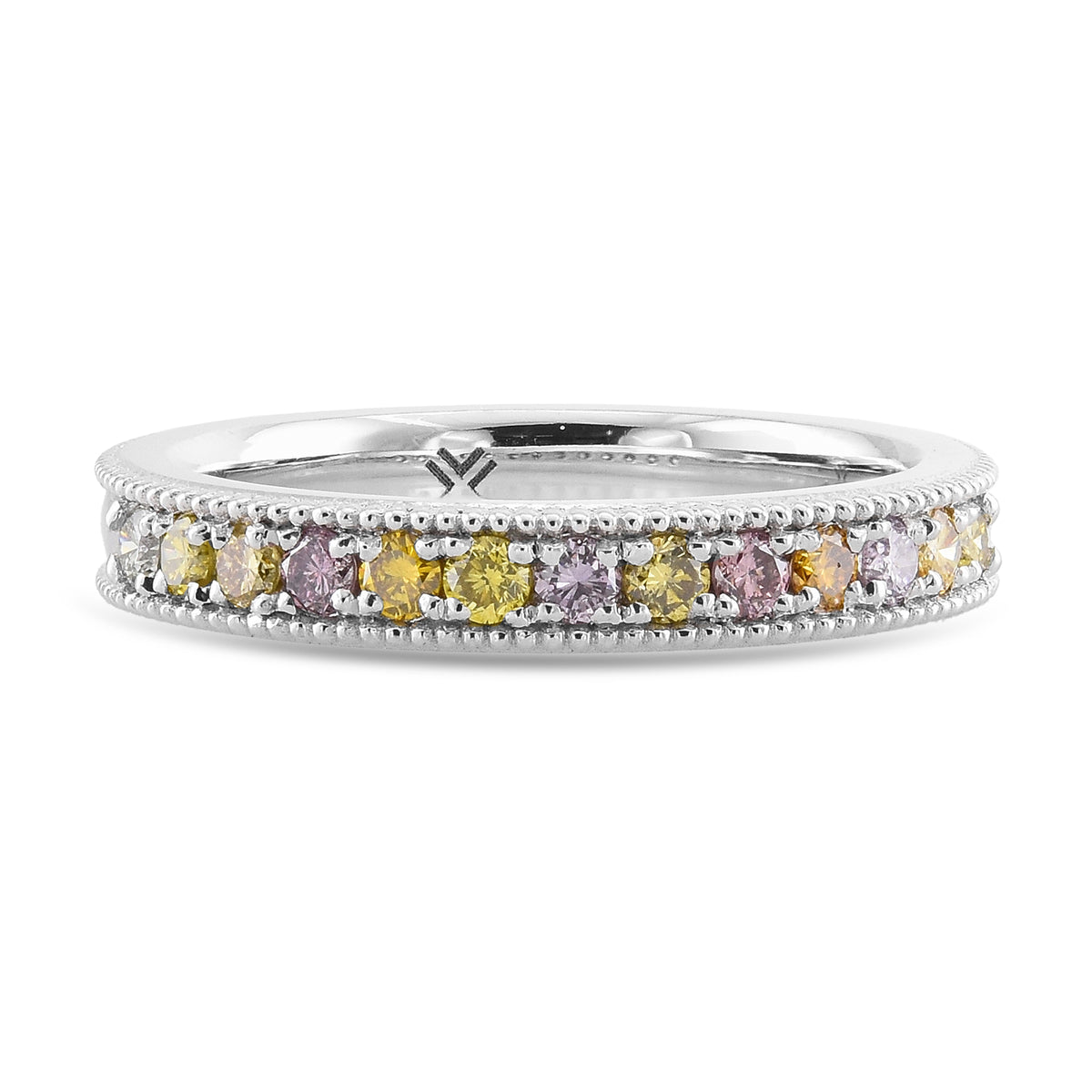 Milgrain Multicolored Diamond Stackable Band Ring